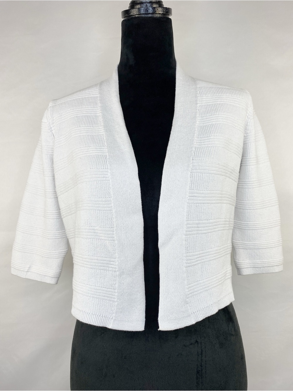 Cynthia Rowley 100% Linen White Open Front Bolero Shrug Cardigan Size S/M